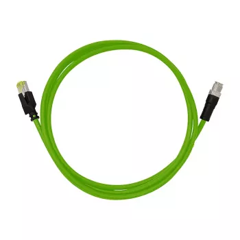 LOGILINK M12 Cat6A industriālais Ethernet ielāpu kabelis - PUR, M12 X-Coded uz RJ45, 5m, S/FTP, zaļš