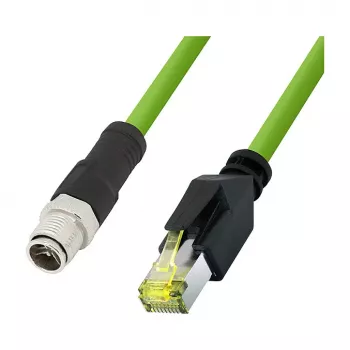LOGILINK M12 CAT6A Industrial Patch kabelis, PUR, M12 X-coded uz RJ45, 0.5 m