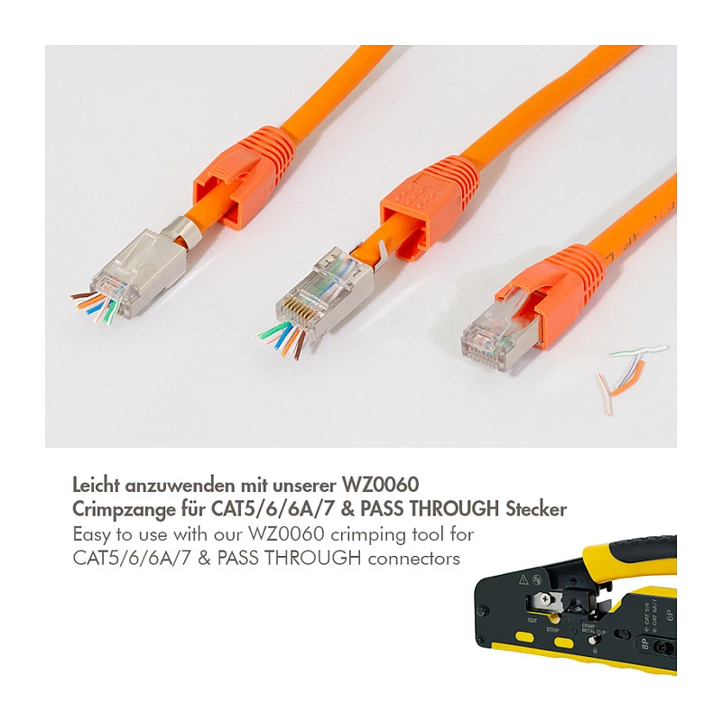 LogiLink Modular Plug RJ45 Cat.6A STP Pass Through, 10 gab.