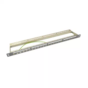LogiLink NK4039 Keystone komutācijas panelis, 24 porti, 0.5U, Ekranēts, Pelēks - 19 collu statīva stiprinājums