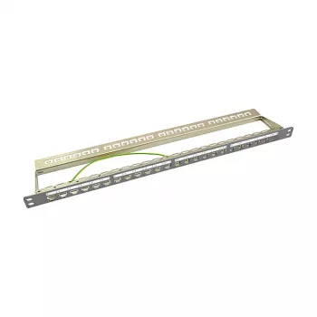 LogiLink NK4039 Keystone komutācijas panelis, 24 porti, 0.5U, Ekranēts, Pelēks - 19 collu statīva stiprinājums