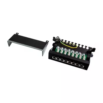 LogiLink NP0017B Patch Panel – 8 Portu Cat6 STP, Montējams pie Sienas/Zem Galda, Melns