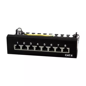 LogiLink NP0017B Patch Panel – 8 Portu Cat6 STP, Montējams pie Sienas/Zem Galda, Melns