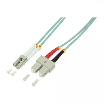 LogiLink OM3 LC/SC Duplex multimodā šķiedru kabelis, 10m, Aqua, LSZH