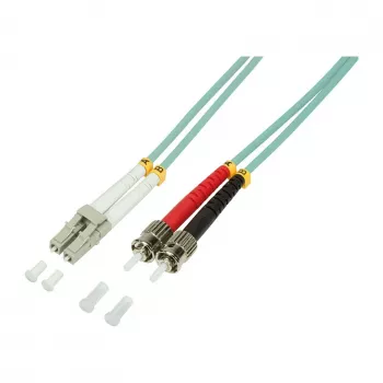 LogiLink OM3 LC/ST Duplex daudzmodu optiskās šķiedras savienojuma kabelis, 2 m, LSZH, Aqua