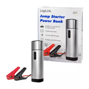 Logilink PA0266 Auto palaišanas ierīce un Power Bank, 10000 mAh, 12V/400A Peak, USB-C PD, LED lukturis