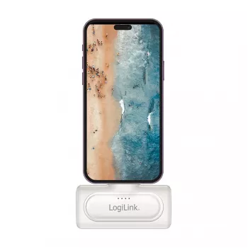 LogiLink PA0349W mobilā ārējā baterija, 5000 mAh, LiPo, iebūvēts salokāms USB-C spraudnis un USB-C pieslēgvieta, balta