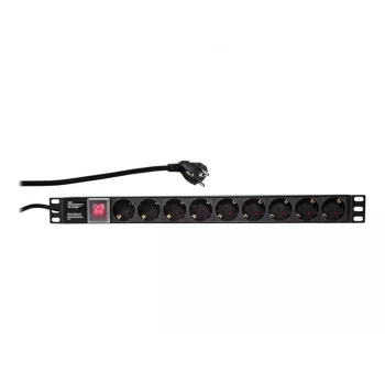 LogiLink PDU9C02 Strāvas sadales bloks (montējams statīvā) - AC 250 V - 3500 W - Ieeja: CEE 7/7 - Izejas: 9 (barošana)