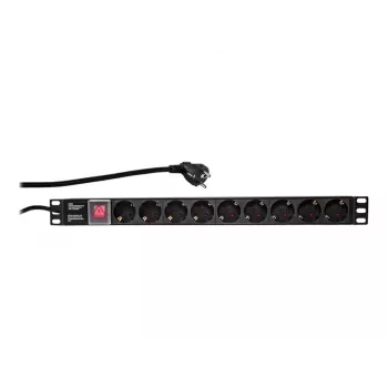 LogiLink PDU9C02 Strāvas sadales bloks (montējams statīvā) - AC 250 V - 3500 W - Ieeja: CEE 7/7 - Izejas: 9 (barošana)