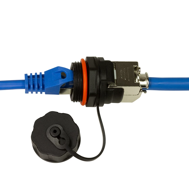 LogiLink Professional Cat.6A STP Keystone Jack RJ45, IP68 industriāls āra, bez instrumentiem, cinka die-cast, melns