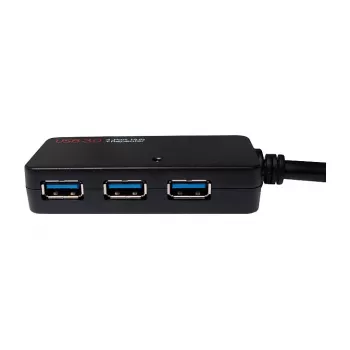 LOGILINK UA0262 USB 3.0 aktīvais pagarinātājkabelis, USB-A vīrietis uz 4x USB-A sieviete, 10m, melns