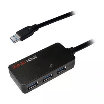 LOGILINK UA0262 USB 3.0 aktīvais pagarinātājkabelis, USB-A vīrietis uz 4x USB-A sieviete, 10m, melns