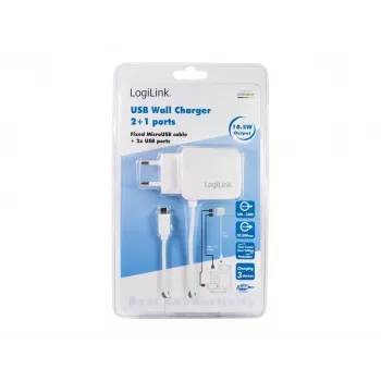 LogiLink Universal Wall USB Charger - Barošanas bloks - 2.1 A - 2 USB izejas