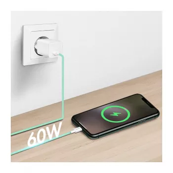 LogiLink USB 2.0 Type-C kabelis, A/M līdz C/M, 480 Mbps, 60W, neilons, zaļš, 0,5 m