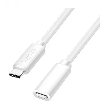 Logilink USB 2.0 USB-C pagarinātājs (vīriešu–sieviešu) – 100W PD, 480 Mbps, balts, 2m