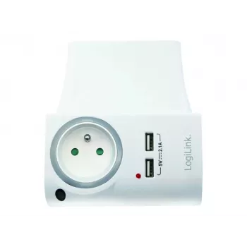 LogiLink USB-A sienas lādētājs 10.5W 2 porti ar uzlādes turētāju, balts