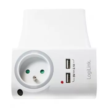 LogiLink USB-A sienas lādētājs 10.5W 2 porti ar uzlādes turētāju, balts