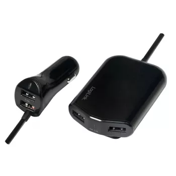 Logilink USB auto lādētājs, 2+2 porti, 24W, melns