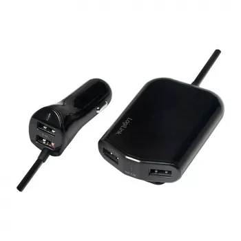 Logilink USB auto lādētājs, 2+2 porti, 24W, melns