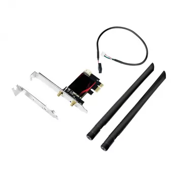 LogiLink WL0248 PCI-Express Wi-Fi 6E AX5400 Tri-Band karte ar Bluetooth 5.2, 2.4/5/6 GHz, 2x noņemamas 5 dBi antenas, Intel AX210, WPA3, Windows 10/11 un Linux