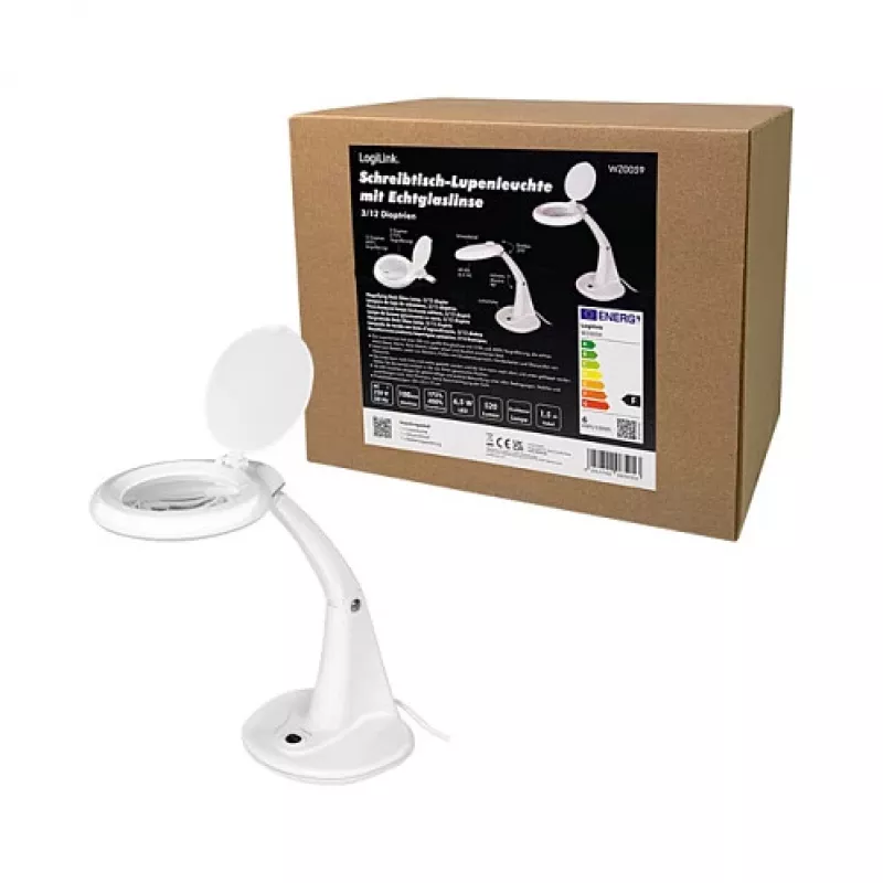 LogiLink WZ0059 LED palielinājuma lampa ar galda statīvu, 3 dioptrijas, 40 gaismas diodes, 6,5 W