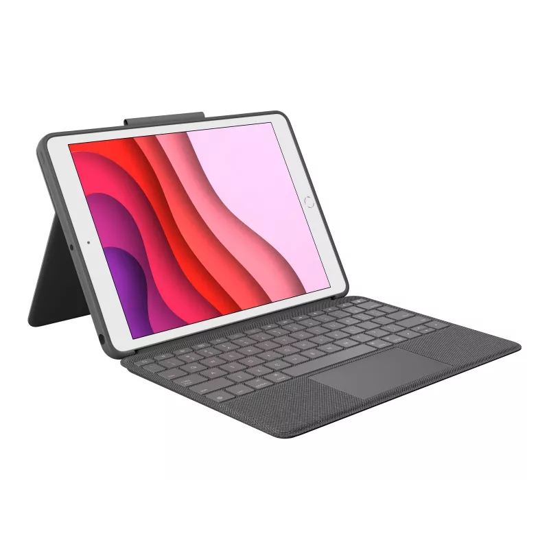 Logitech Combo Touch klaviatūra un folio maciņš ar skārienpaliktni Apple 10,2 collu iPad (7., 8., 9. paaudze) - grafīta - UK izkārtojums