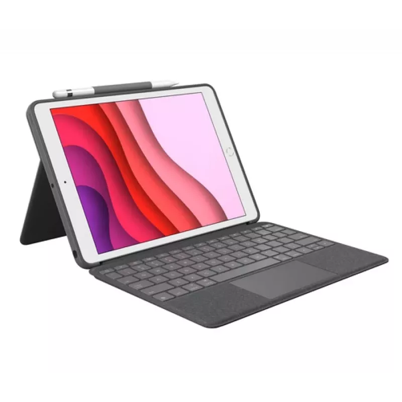 Logitech Combo Touch klaviatūra un folio maciņš ar skārienpaliktni Apple 10,2 collu iPad (7., 8., 9. paaudze) - grafīta - UK izkārtojums
