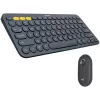 Logitech Pebble 2 Combo Tonal Graphite bezvadu klaviatūras un peles komplekts, AZERTY franču izkārtojums, Bluetooth un Logi Bolt USB uztvērējs, klusi klikšķi, vairākas ierīces, pārstrādāta plastmasa