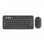 Logitech Pebble 2 Combo Tonal Graphite bezvadu klaviatūras un peles komplekts, AZERTY franču izkārtojums, Bluetooth un Logi Bolt USB uztvērējs, klusi klikšķi, vairākas ierīces, pārstrādāta plastmasa