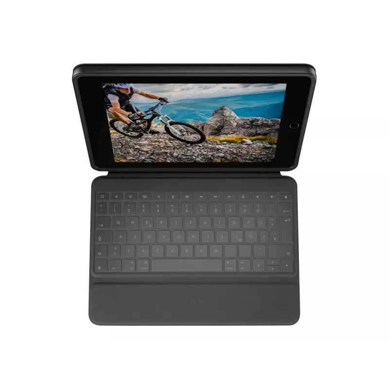 Logitech Rugged Folio Keyboard un Folio Maciņš ar Apple Smart Connector - AZERTY Franču Izkārtojums - Grafīts - Apple 10.9-collu iPad (10. paaudzei)