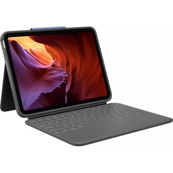 Logitech Rugged Folio Keyboard un Folio Maciņš ar Apple Smart Connector - AZERTY Franču Izkārtojums - Grafīts - Apple 10.9-collu iPad (10. paaudzei)