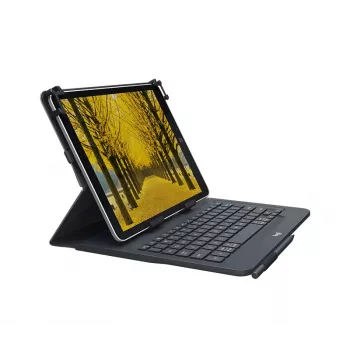 Logitech Universal Keyboard un Folio Maciņš 9-10 collu planšetdatoriem, Bluetooth 3.0, QWERTZ Šveices vācu izkārtojums, Graphite