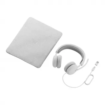 Logitech Zone Wired 2 On-Ear USB-C austiņas ar trokšņu slāpējošu mikrofonu, Off-White