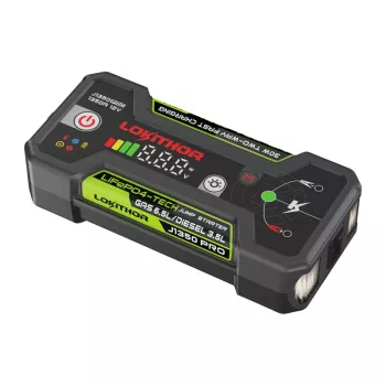 LOKITHOR J1350 Pro 25.6Wh 12V palaišanas ierīce ar 2500A maksimālo strāvu un gaisa kompresoru