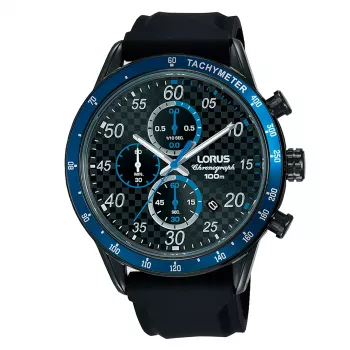Lorus vīriešu kvarca analogais pulkstenis RM337EX9 ar zilu ciparnīcu un brūnu ādas siksnu 43mm