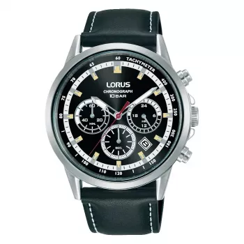LORUS vīriešu hronogrāfa pulkstenis RT301KX9 42mm nerūsējošais tērauds melns ciparnīca