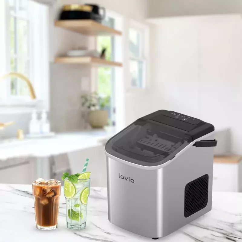 Lovio LVIM001SL Crystal Ice mājas ledus veidotājs - 12 kg/24h, 2.2L tvertne, sudraba/melns