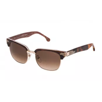 LOZZA SL2253M52300K Unisex Taisnstūra Saulesbrilles - Melns Acetāta Rāmis, Pelēkas Polikarbonāta Lēcas, UV400 Aizsardzība