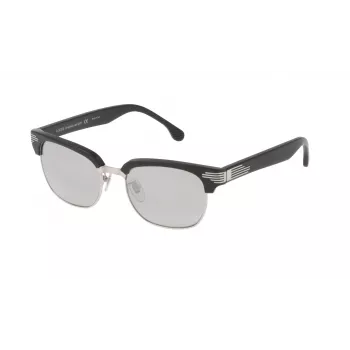 LOZZA SL2253M52579X Unisex Rectangular Sunglasses - Shiny Black Acetate Frame, Grey Gradient Polycarbonate Lenses, 52mm Lens Width, 100% UV400 Protection