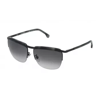 LOZZA SL2282M590531 Unisex taisnstūra saulesbrilles, Havana acetāta rāmis, pelēkas polikarbonāta lēcas, UV400, 59mm