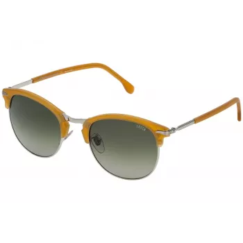 LOZZA SL2293M-579V Vīriešu kvadrātveida saulesbrilles ar Havana acetāta rāmi un zaļām polikarbonāta lēcām 52mm