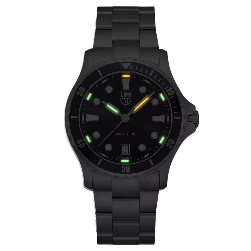 Luminox vīriešu pulkstenis XS.0941 Atacama Field Automatic 1940 Series ar 44 mm melnu ciparnīcu un ādas siksniņu