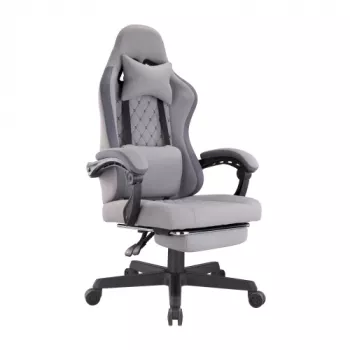 LUMIVIDA HS084714 ergonomisks spēļu krēsls ar galvas un jostasvietas atbalstu, melns/sarkans, PU āda, 90-155° atgāšanās, 150kg ietilpība