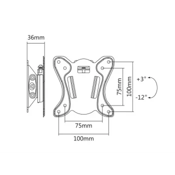 Maclean MC-715 Fiksētais TV sienas stiprinājums 13–27 collu LCD LED Plasma ekrāniem, VESA 75x75 100x100, 20 kg, melns