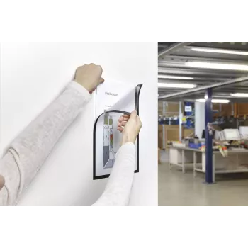MAGNETOPLAN HOLTZ Magnetofix magnētiskā displeja kabata A4 melna, magnētisks stiprinājums uz feromagnētiskām virsmām 1130312