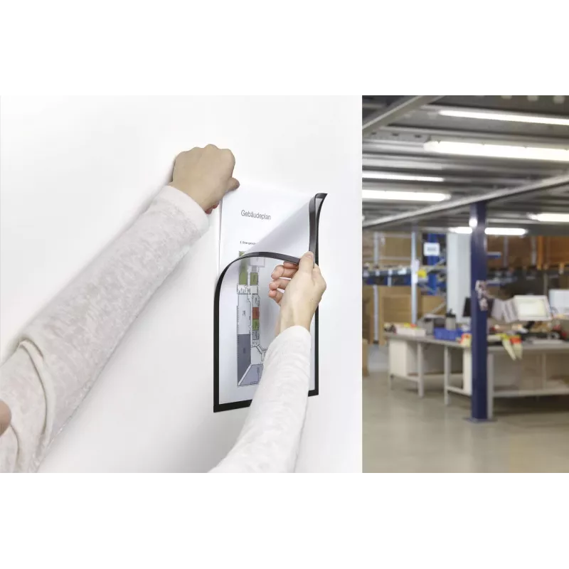 MAGNETOPLAN HOLTZ Magnetofix magnētiskā displeja kabata A4 melna, magnētisks stiprinājums uz feromagnētiskām virsmām 1130312