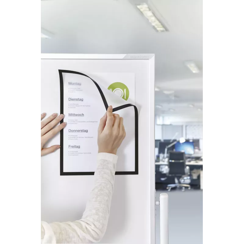 MAGNETOPLAN HOLTZ Magnetofix magnētiskā displeja kabata A4 melna, magnētisks stiprinājums uz feromagnētiskām virsmām 1130312
