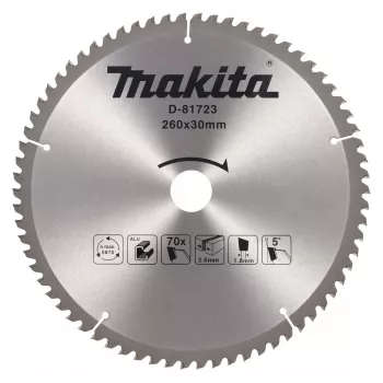 MAKITA ripa zāģim 260x30x70T TCT ATB smalkai koka griešanai