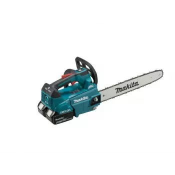 Makita DUC406PT2B 36V Bezvadu augšējā roktura motorzāģis 40cm (16 inch) ar 2x 5.0Ah akumulatoriem un divu slotu lādētāju