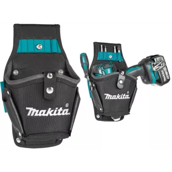 Makita E-15154 Ultimate Series urbja maksts, izturīga 1680D poliestera, melna ar ziliem akcentiem, universāla piemērotība bezvadu urbjiem un triecienskrūvgriežiem
